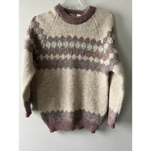 Highland Craft made Scotland Wool Fairisle Pullover Sweater Size Medium